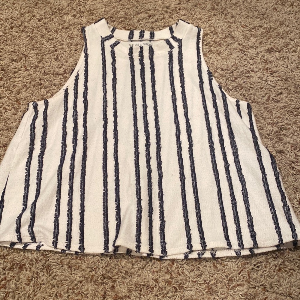 Size small madewell striped tank top - cream and navy